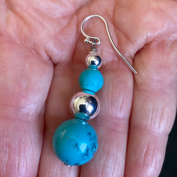 Turquoise and Silver Earrings - Picture 2 of 2